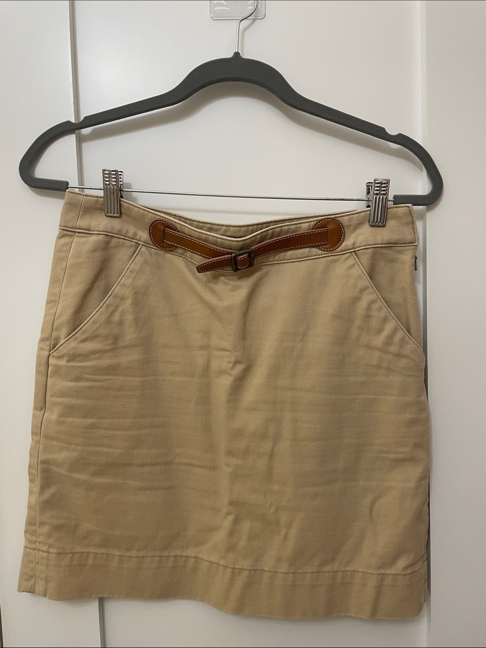 Ralph Lauren Sport Classic Khaki Mini Skirt with Brown Belt